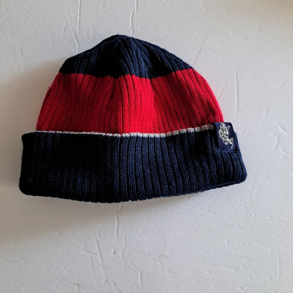 Ralph Lauren Multicolored Striped Beanie Hat Blue Red Gray Silver Kid's O/S NWOT